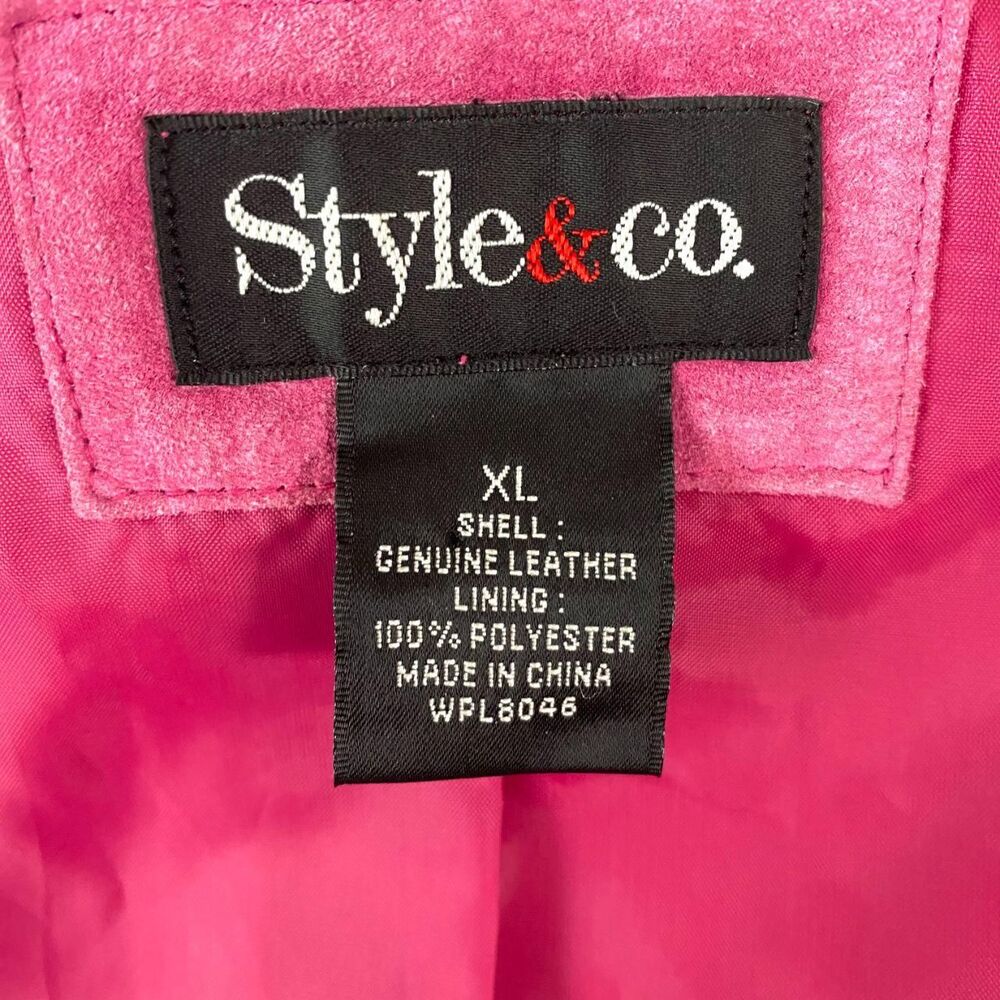 Style & Co Early 2000's Bright Pink Suede Leather Jacket Size XL - Picture 7 of 7